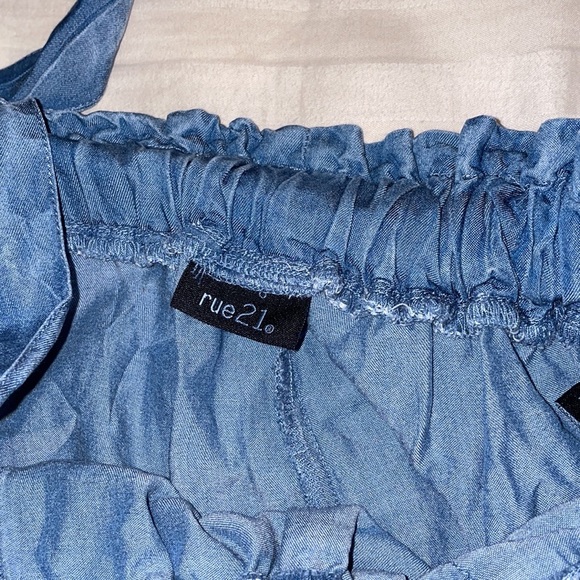 Rue22 boho wide leg denim-like drawstring pants pockets - Picture 3 of 4